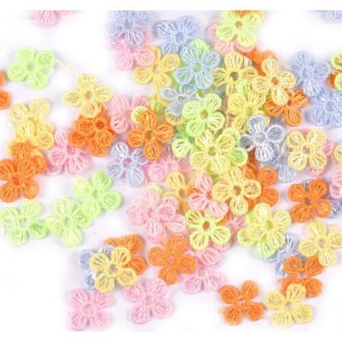 100Pcs 13mm Lace Flower Mesh Trim Appliques For Sewing Clothing Accessories Diy Crafts Stick-on Patch Handmade Headwear Supplies