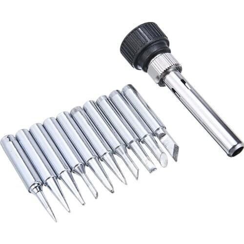 11PCS 900M-T Soldering Solder Iron Tip Set Pure Copper 1Pc Iron Casing + 10pcs Iron Tips Soldering Tools For Welding Stands 936