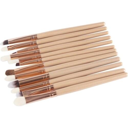 12 Wool Eye Make-up Brush Eye Brush Eye Shadow Eyebrow Shadow Nose Shadow Eyelid Eyeliner Brush Complete Brush Set Kit DD