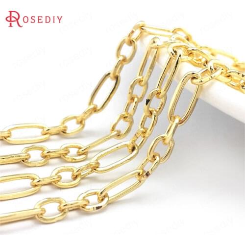 39691)1 Meter 24K Gold Color Brass Long Oval Shape Necklace Chains Bracelets Jewelry Chains Jewelry Making Supplies Findings