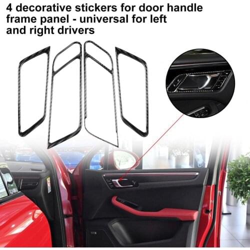 4Pcs Panel Frame Easy Installation Anti-scratch Carbon Fiber Car Door Handle Panel Sticker for Porsche Macan 2014-2021