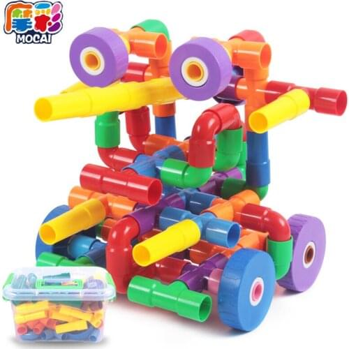 66PCS Assembled Blocks Water Pipeline Tunnel Model Toy Colorful Construction Building Blocks Children Leaning Educational Toys