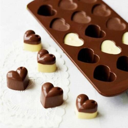 70B 15 Cavity Love Heart Shape Chocolate Mold Silicone Mold For Baking Cake Decorating Jelly Ice Fondant Sugar Mould Bake Tool