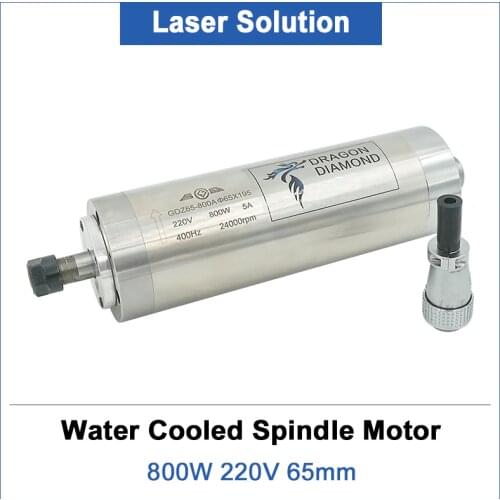800W/0.8kw water cooling cnc water cooled spindle motor 220V ER11 with 65*195mm 4bearing best quality