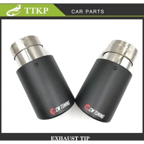 A Piece Car Matte Carbon Fiber Exhaust System Muffler Pipe Tip Straight Universal Stainless Sandblast Mufflers Decorations