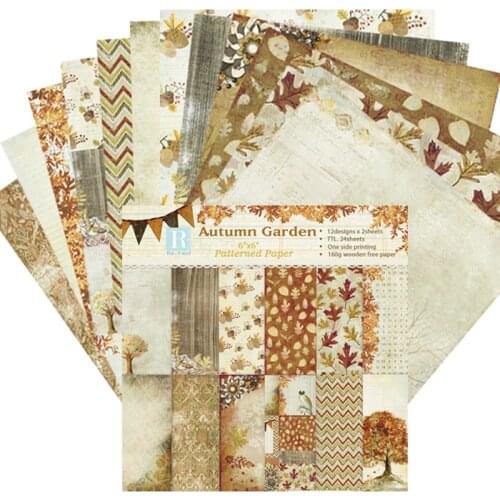 24 Sheets 6'' Pattern Scrapbooking Packs Paper DIY Handmade Decorative Art Background Pad Origami Craft Wrapping Gift Card Paper
