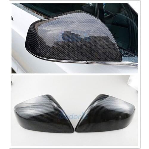 Carbon Fiber Color Door Mirror Cover Rear View Overlay Protector Panel Car Styling For Tesla Model X 2016 2017 2018 Accessories