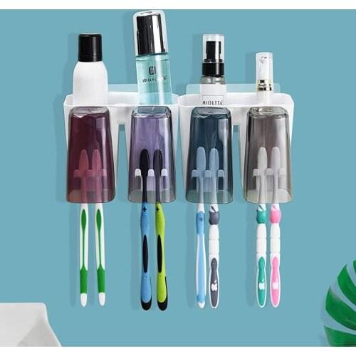 Toothbrush Holder Wall Mounted with Toothpaste Dispenser for Gift Toothbrush Holder for Bathroom PortableToothbrush Holder