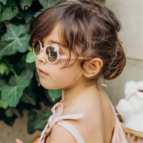 FSQCE Children Sunglasses Fashion Vintage Kids Cartoon Cute Round Pink Sun Glasses Baby Boys Girls Eyeglasses UV400
