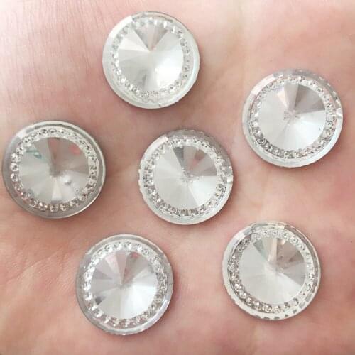 DIY 10PCS 18mm AB Resin Transparent Round Flatback Rhinestone Wedding Button DIY F287