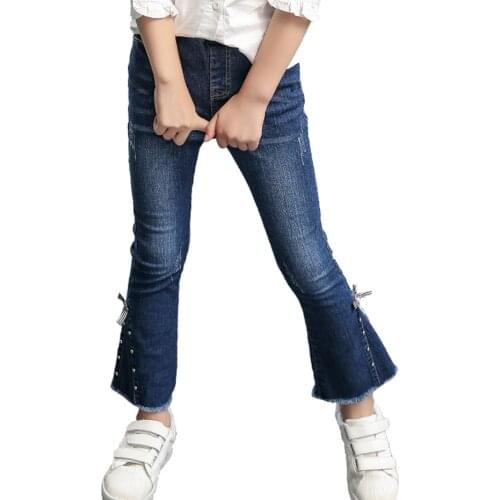 Girls Jeans With Bow Childrens Jeans For Girls Spring Autumn Kid Jeans Casual Style Childrens Clothing 6 8 10 12 14