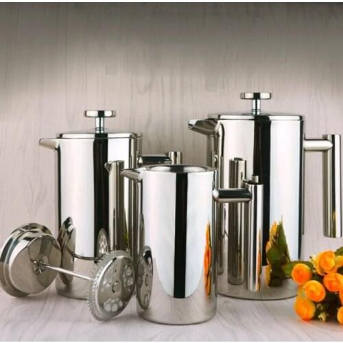 French Press Coffee Maker Best Double Walled 304 Stainless Steel Manual Cafetiere Coffee Percolator Maker Pot Containers