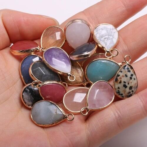 Natural Stone Faceted Pendants Water drop shape Exquisite Charms for Jewelry Making Diy earring necklace accessories 13x23mm