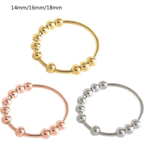 Girls Women Ring Rotating ball Rings Sliding decoration ball relieves anxiety street Gothic dark style lady metal ring finger