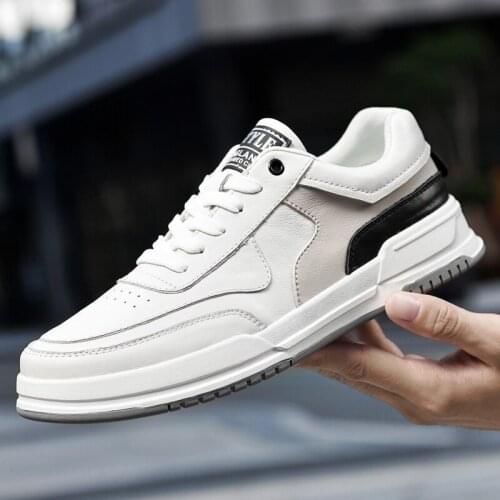 2021 New Luxury Mens Platform Sneakers Breathable Genuine Leather Walking Shoes Mens Leisure Travel Comfortable Casual Shoes