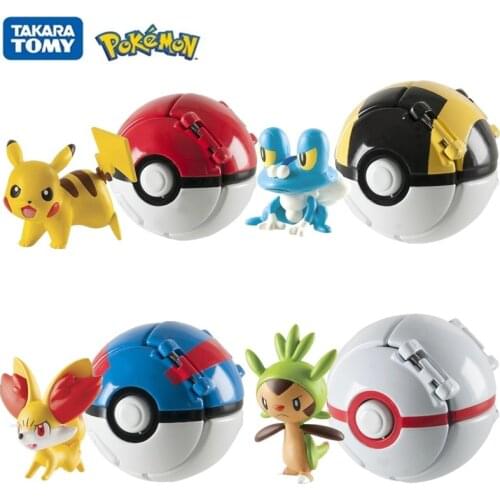 7CM Pokemon Elf Ball Dolls Cartoon Anime Movie Collection Figures Pikachu Froakie Pokeball Children Toys Christmas Gifts