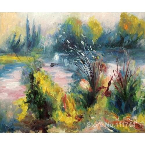 Landscape paintings of Pierre Auguste Renoir Paysage Bords de Seine Hand painted canvas art High quality