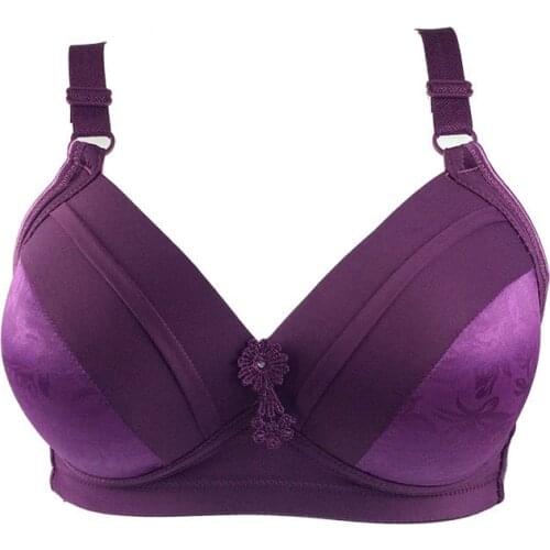 Linbaiway BC Cup Plus Size Bras for Big Breasted Women Fat Full Coverage Wire Free Back Closure Underwear Gathered Bra