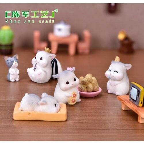 Cute Mouse Figurine Resin Crafts Home Desktop Ornament Miniature Rat Little Animal Statue Fairy Garden Micro Landscape Toy Gift