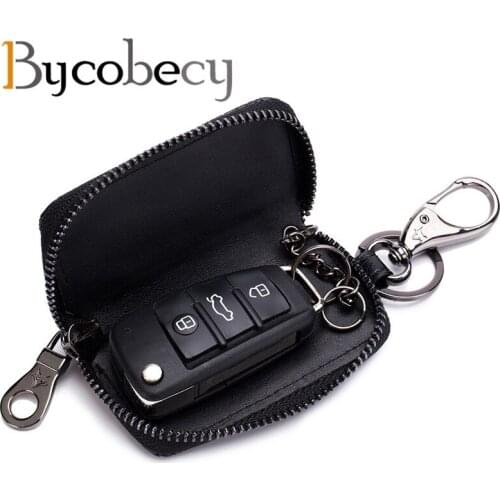 BYCOBECY New Fashion Ladies Leather Car Key Bag Small Bag Mini Mens Key Purse Leather Waist Bag Key Holder Organizer Key Case