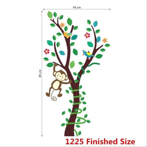 Cartoon animals monkey flower tree forest wall stickers DIY home decor wall decals children kids nursery room decoration poster