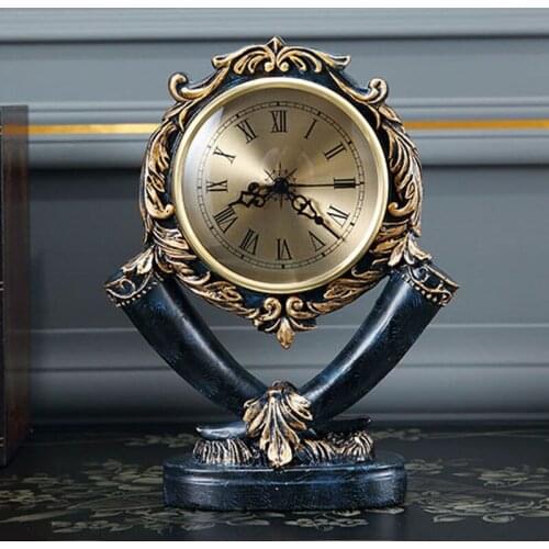 EUROPEAN ORNAMENTS TABLE CLOCK LIVING ROOM RETRO CLOCK AMERICAN MUTE PENDULUM CLOCK DESKTOP CLOCK HOME DECORATION