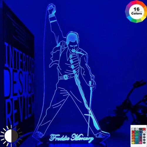 3D Led Night Light Lamp British Singer Freddie Mercury Figure Nightlight for Office Home Decoration Best Fans Gift Dropshipping