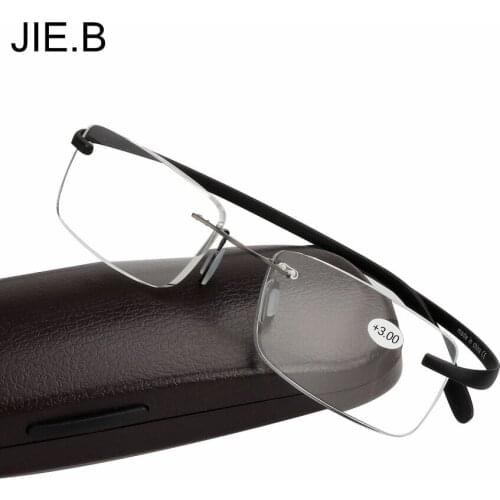 JIE.B New arrival retro rimless memory TR90 flexible unisex eyeglasses fashion reading glasses men women +1.00~+4.00