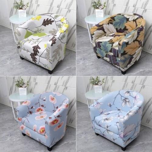Split Style Floral Tub Chair Covers with Cushion Cover Removable High Stretch Leave Club Chair Slipcover for Furniture Protector