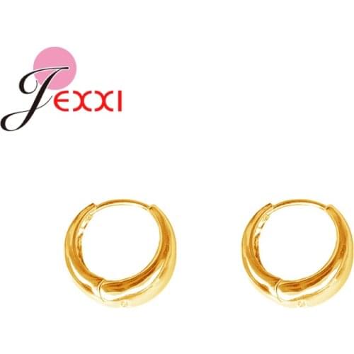 Gold Color 925 Sterling Silver Simple Ear Bone Hoop Earrings For Women Round Circle Earrings Hoops Loop Earrings Jewelry