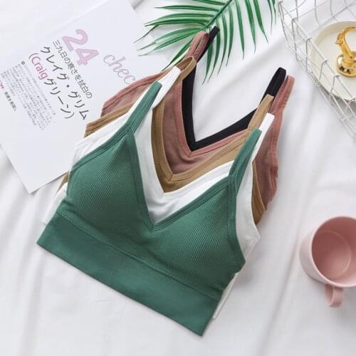 2020 Women Sexy Tube Top Seamless Cropped Top Female Sports Lingerie Deep V-Neck Padded Bras Cami Bralette Bandeau Crop Top Tank