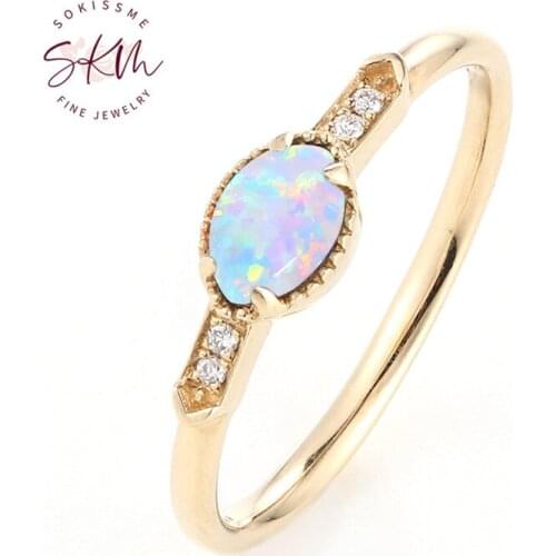 SKM Delicate rings for women moonstone rings 14k rose gold brand designer Engagement rings designer Promise Luxury Fine Jewelry