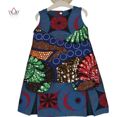 2020 African Girl Dress African Print Patchwork Sleeveless Dress Kids Girls Dashiki Bazin Riche Ankara African Dresses WYT508