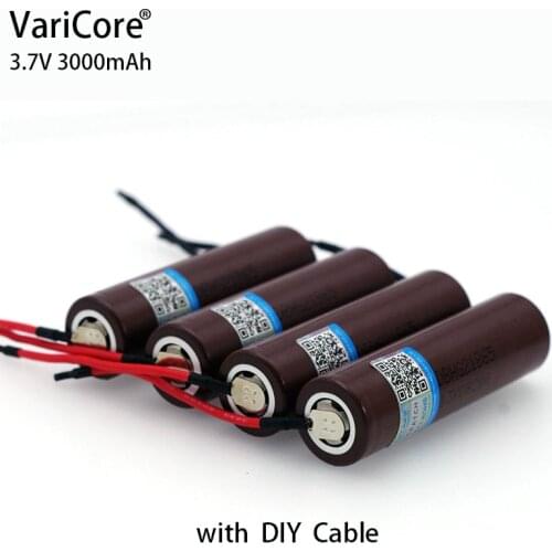 4pcs/lot VariCore new HG2 18650 3000mAh battery 18650 HG2 3.6V download 20A, dedicated + silica gel DIY Cable