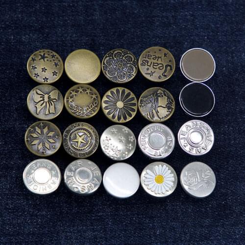 5Pcs Snap Fastener Jeans Buttons For Clothing Jeans Perfect Fit Adjust Self Increase Reduce Waist Free Nail Twist Sewing Buttons