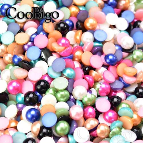 50 / 100pcs 10mm Color Imitation Pearls Bead Craft Half Round Flatback Beads Nail Jewelry Making DIY Decor Clothing Accessories