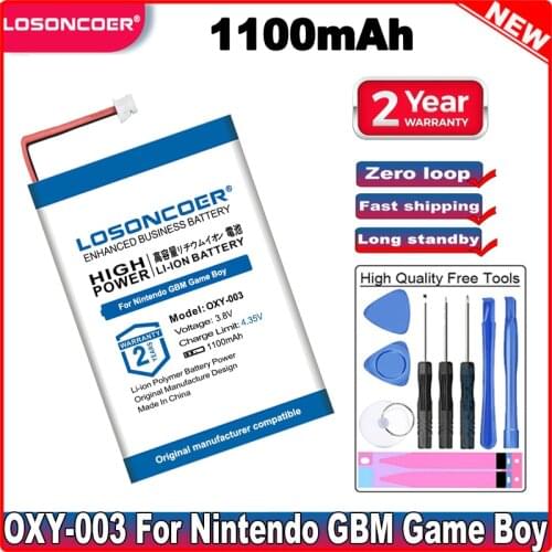 1100mAh OXY-003 Rechargeable Lithium-ion Battery Kit Pack OXY-001 for Nintendo GBM Game Boy Micro Free Batteries Kit