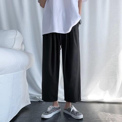 2020 Mens Fashion Business Casual Pants Formal Loose Wide Legs Pants Silk Trousers Solid Color Social Suit Pants Size S-3XL