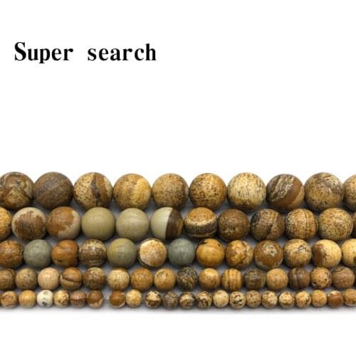Natural Stone Beads Beautiful Picture Stone Round Loose Beads For Jewelry Making 15inch Pick Size 4/6/8/10/12mm