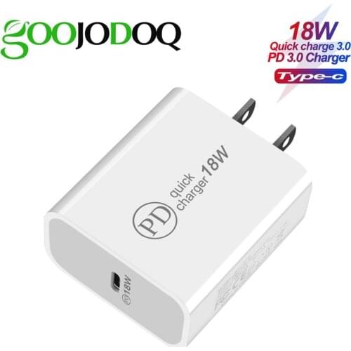 Quick Charger 3.0 Charger Type-C QC 3.0 Charger CE FCC ROHS for iPad iPhone 11 Pro for Samsung s10+ plus 18W PD 3.0 Fast Charger