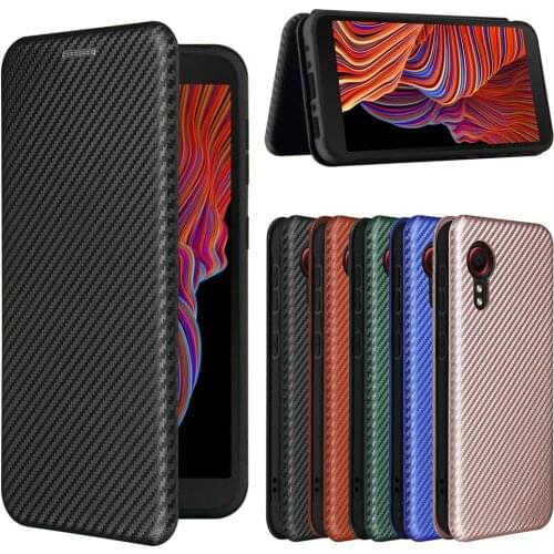 For Samsung Galaxy Xcover 5 Case Luxury Flip Carbon Fiber Skin Shockproof Case For Samsung Xcover 5 Xcover5 Protective Phone Bag