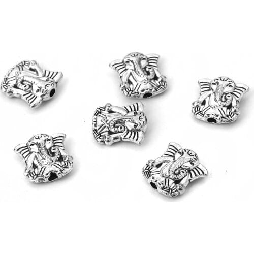 Doreen Box Zinc Based Alloy Spacer Beads Elephant Animal Silver Color 10mm( 3/8") x 10mm( 3/8"), Hole: Approx 1.3mm, 100 PCs