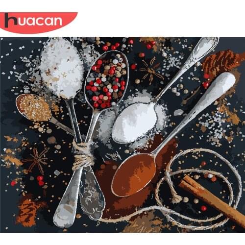 HUACAN Painting By Number Food Drawing On Canvas Gift DIY Pictures By Numbers Fruit Kits Hand Painted Paintings Art Home Decor