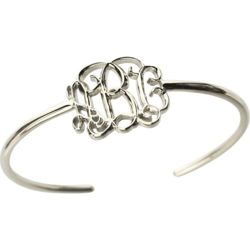 Custom Initial Letter Monogram Bangles For Women Personalized Bracelet Rose Gold Color Engrave Adjustable Jewelry Mother Gift