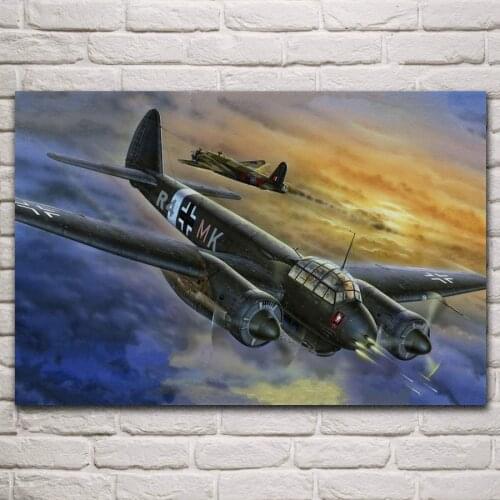 Junkers ju 88 WW2 German bomber classic aircraft fanart living room home wall art decor wood frame fabric poster KN872
