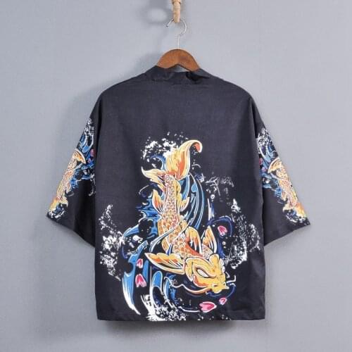 Japanese kimono Chinese style cardigan Traditional japanese kimono yukata women man japanese Robe Loose black hanbok modern