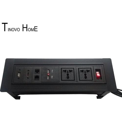 Desktop socket / aluminum alloy panel / office conference socket Universal power supply usb network socket