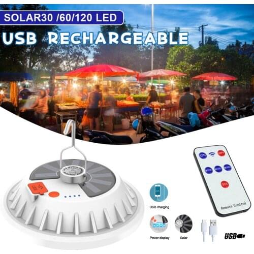 300W Rechargeable LED Bulb Lamp Remote Control Solar Charge Lantern Portable Emergency Night Market Light Outdoor Camping Home