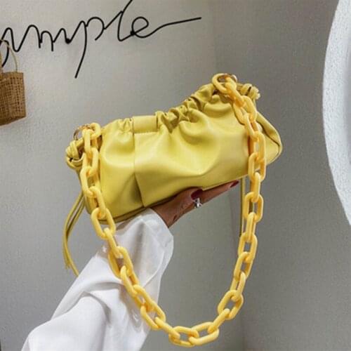 2021 Day Clutch Thick Gold Chains Dumpling Clip Purse Bag Women Cloud Underarm Shoulder Bag Pleated Baguette Pouch Totes Handbag