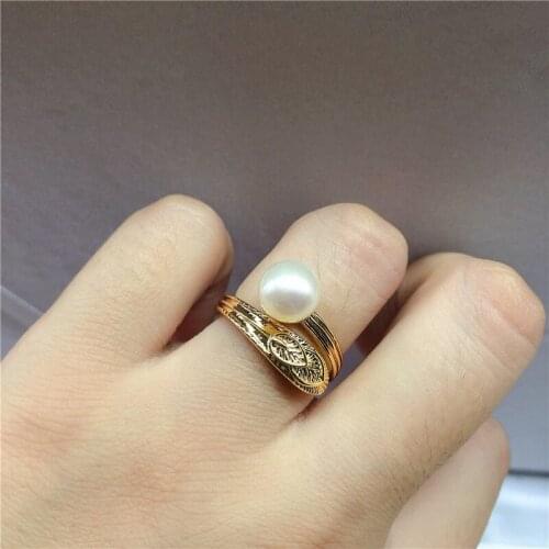 NO PEARLS Gold Plated Ring Base Mountings Findings Settings Adjustable Ring Jewelry Parts Fittings Accessories for Pearl Beads